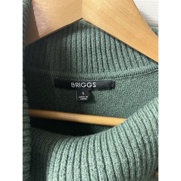 Briggs Sweater Womens Small Green Turtleneck Drop Shoulder Cable Knit Buttons - Picture 4 of 8